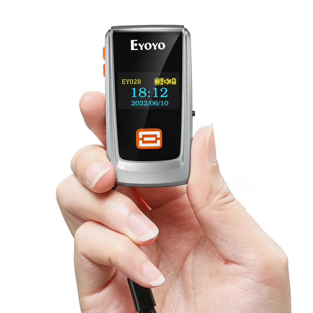Eyoyo Mini Bluetooth QR Code Scanner with LCD Display Portable Wireless 1D 2D Book Barcode Scanner Reader for Library