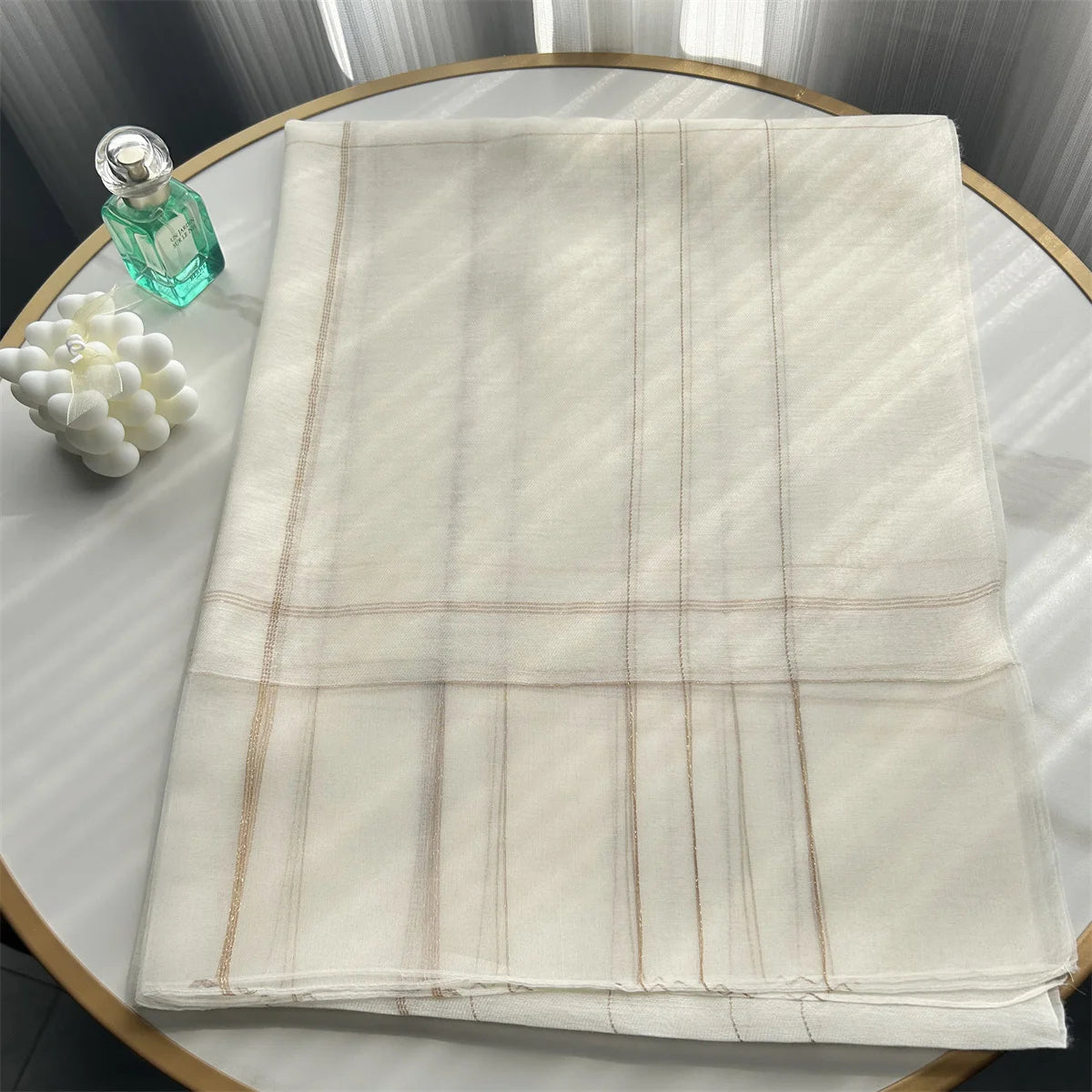 New Design Luxury Brand Women Foulard Plaid Frame Silk Solid Scarf Elegant Shawl Long Wrap Sunscreen