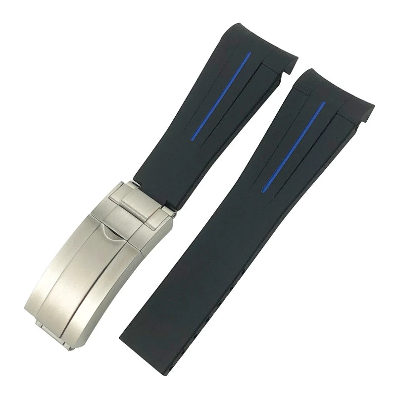 18mm 19mm 21mm 22mm Curved End Rubber Silicone Watchband for Rolex Submariner 20mm GMT Yacht-Master Daytona Deepsea Soft Strap
