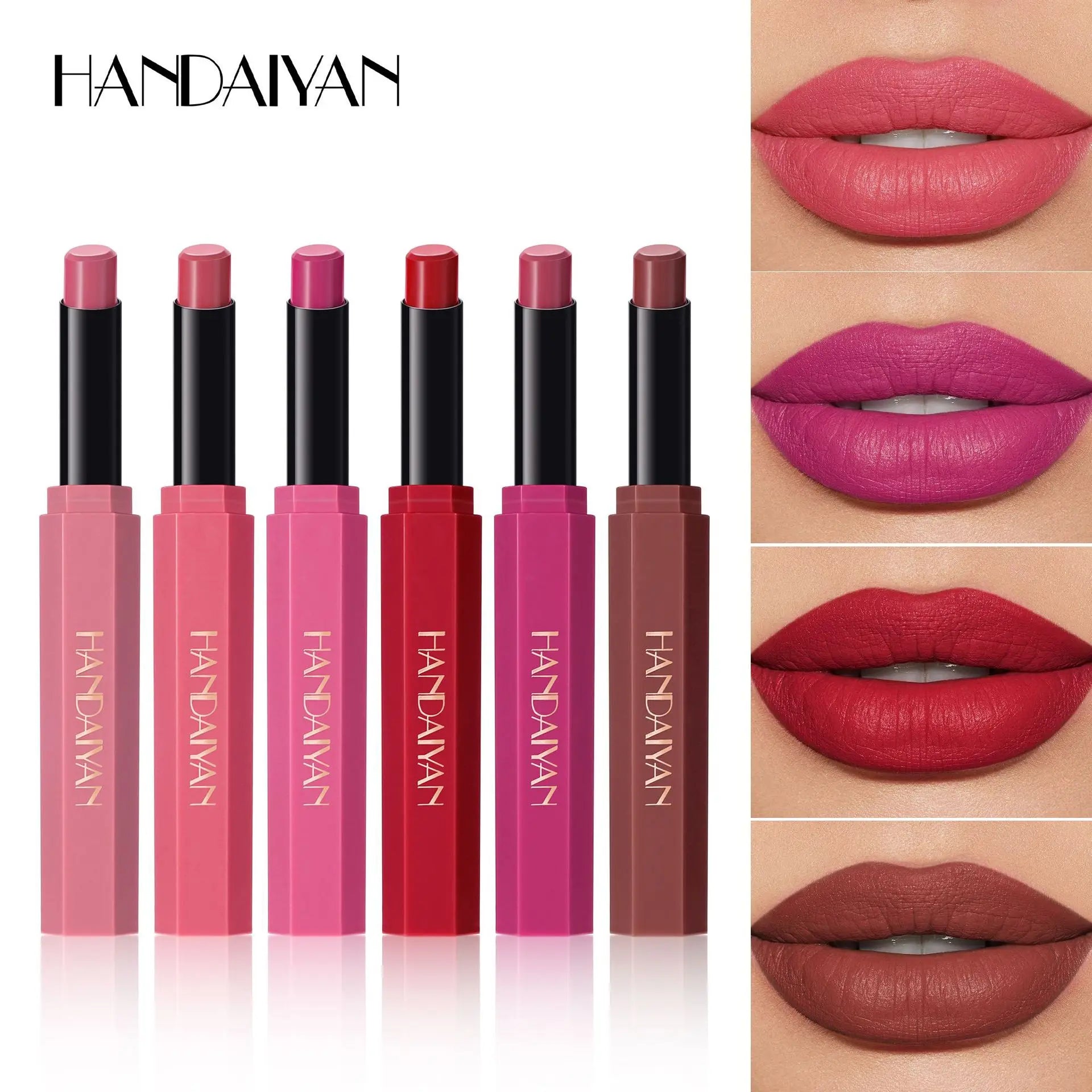 Women's Velvet Matte Lipstick Long-Lasting Non-Stick Cup Waterproof Nude Deep Red Lipstick Makeup 6 Colors Sexy Red Lip Gloss