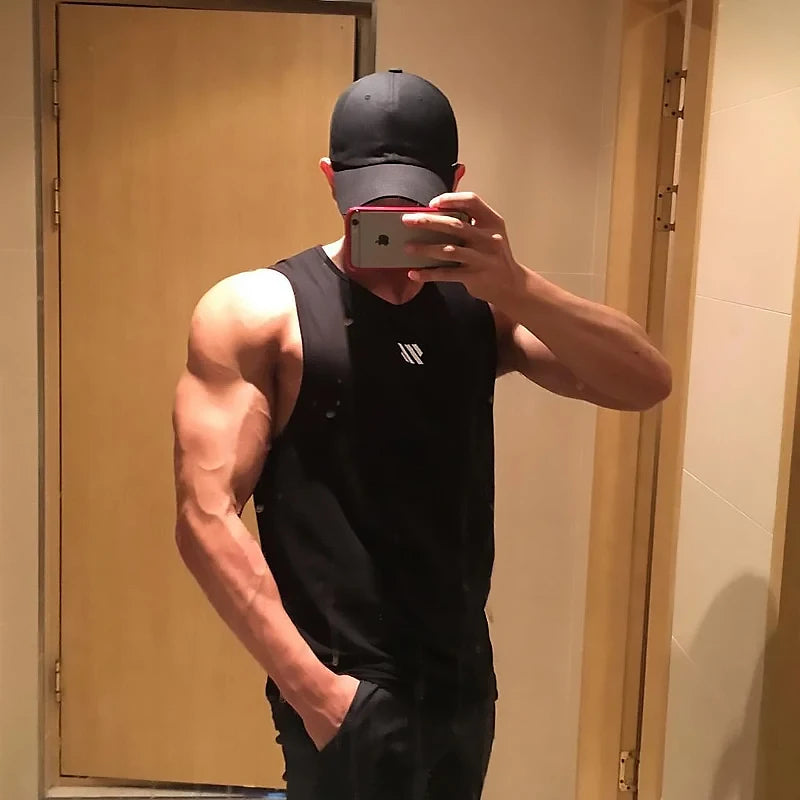 Men's Summer New Fitness Tank Top Gym Workout Sleeveless Shirt Running Apparel Stringer Single Shirt Summer Casual Vest
