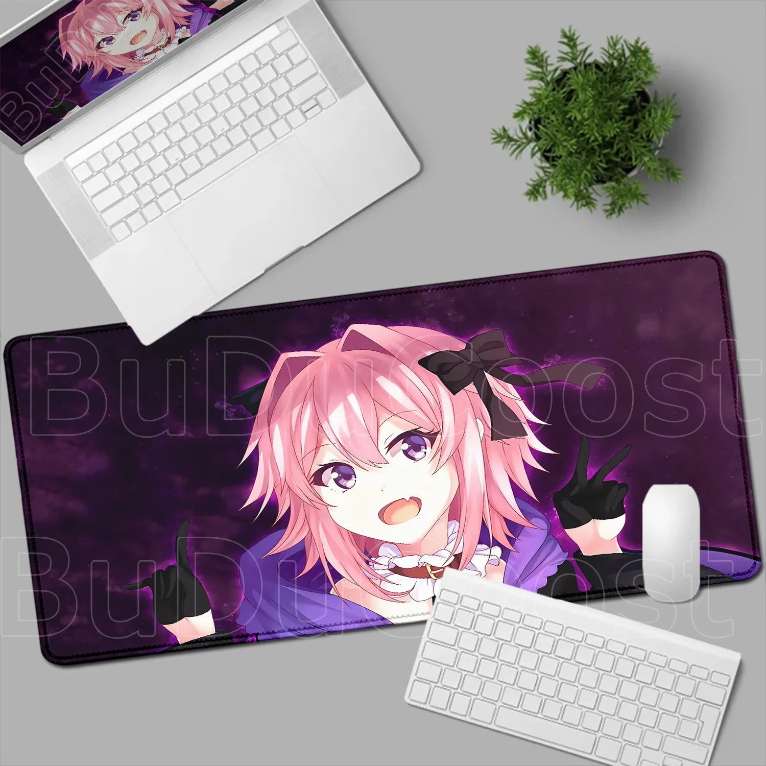 Astolfo Mousepad HD Print Anime Girl Computer Gamer Locking Edge Non-slip Rubber Mouse Pad Keyboard PC Desk Pad Table Decoration