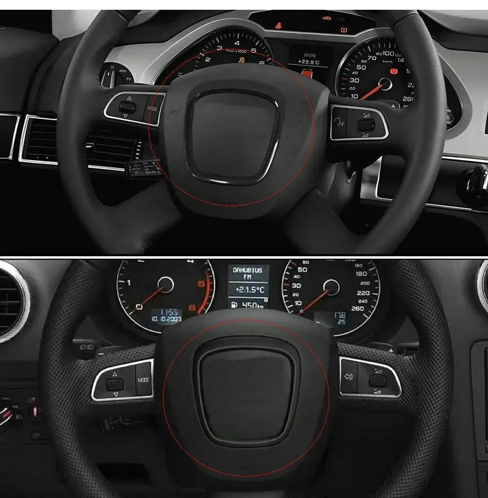 1Pcs For Audi A4 B6 B7 B8 A6 C6 A5 Q7 Q5 A3 8P S3 ABS Auto Steering Wheel Center Panel Logo Frame Decorative Circle