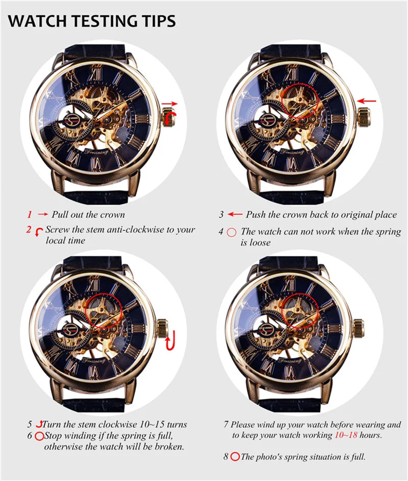 WINNER 002 Fashion Men's Mechanical Watch Luxury Style Calendar Night Light Business Black White Classic Men's Automatic Watch