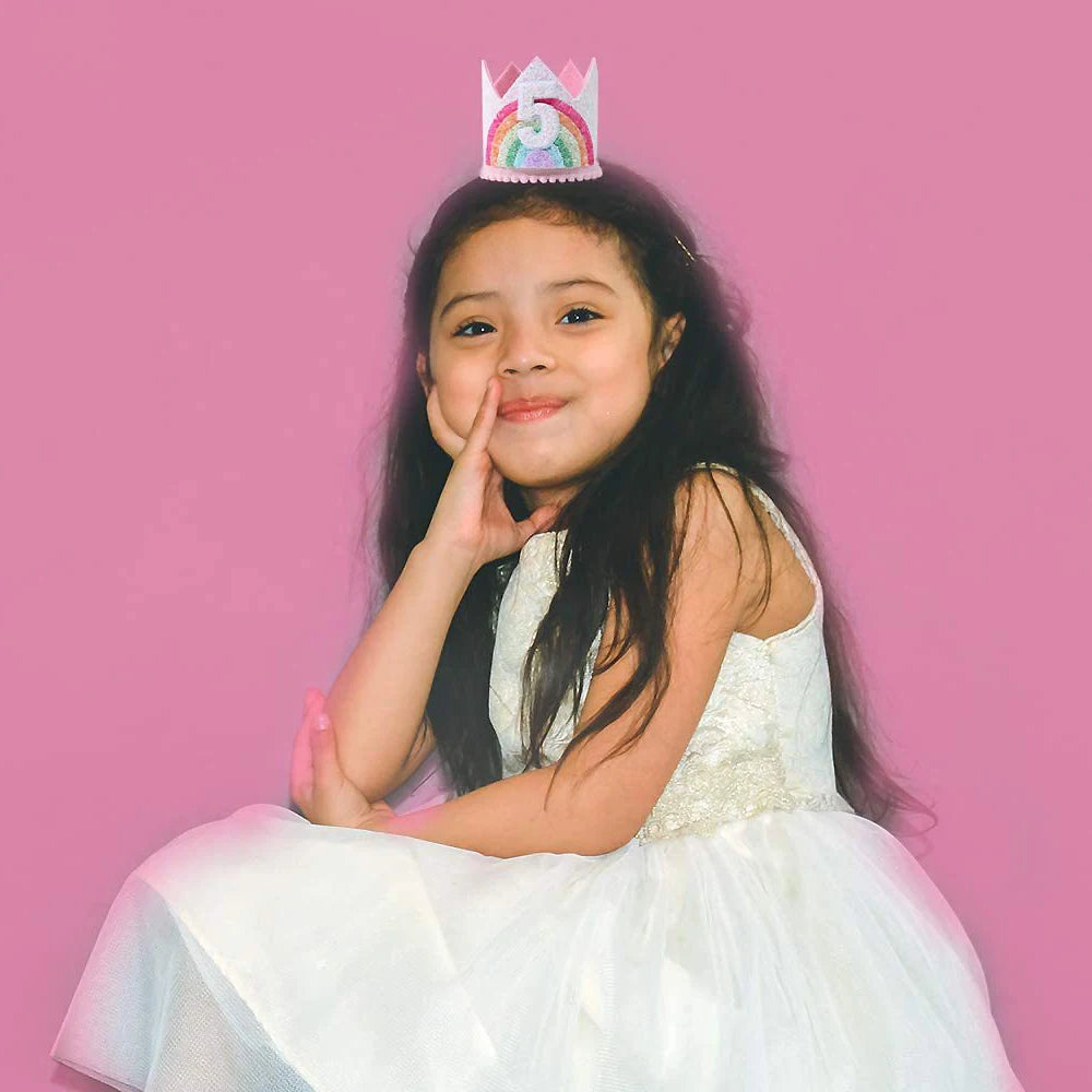 Felt Rainbow Crown Birthday Party Crowns 1st 2nd 3rd Happy Birthday Party Decor Kids Baby Shower Girls Rainbow Unicorn Party Hat