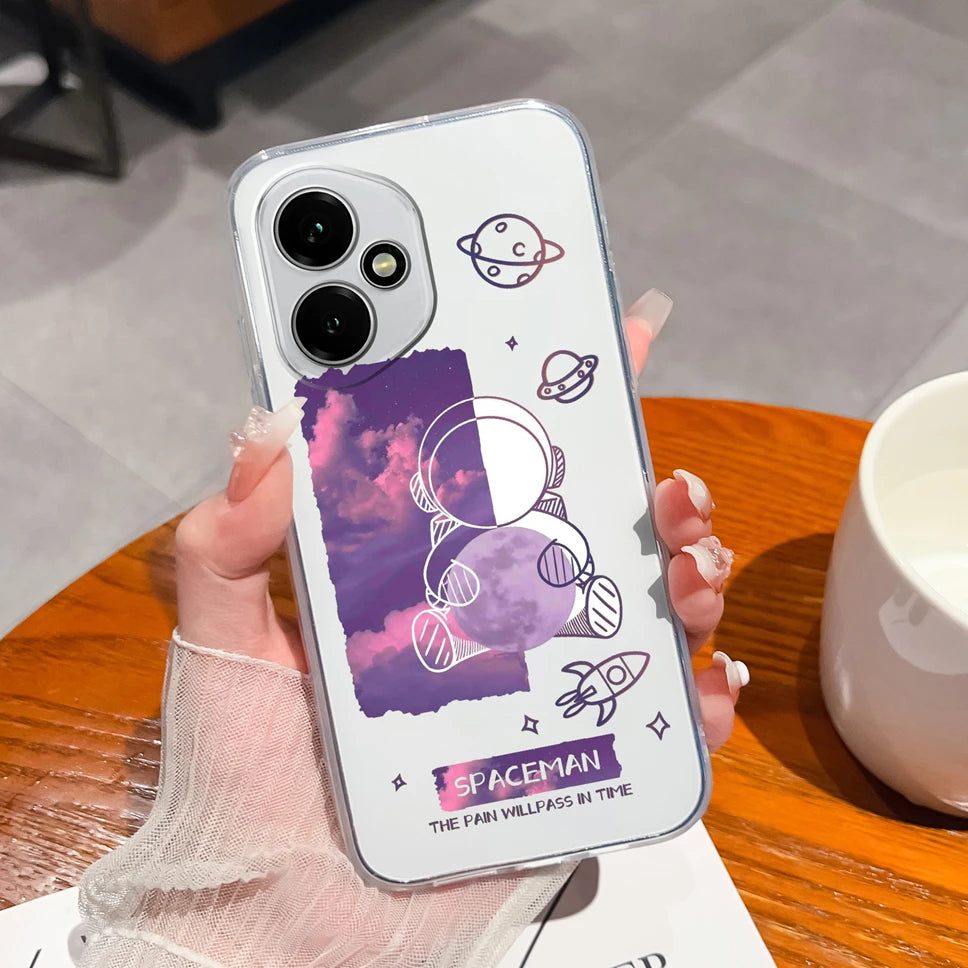 For Honor 400 Pro 5G Case Cute Astronaut Transparent TPU Soft Silicone Phone Back Cover For Honor 400Pro High Quality Funda Capa