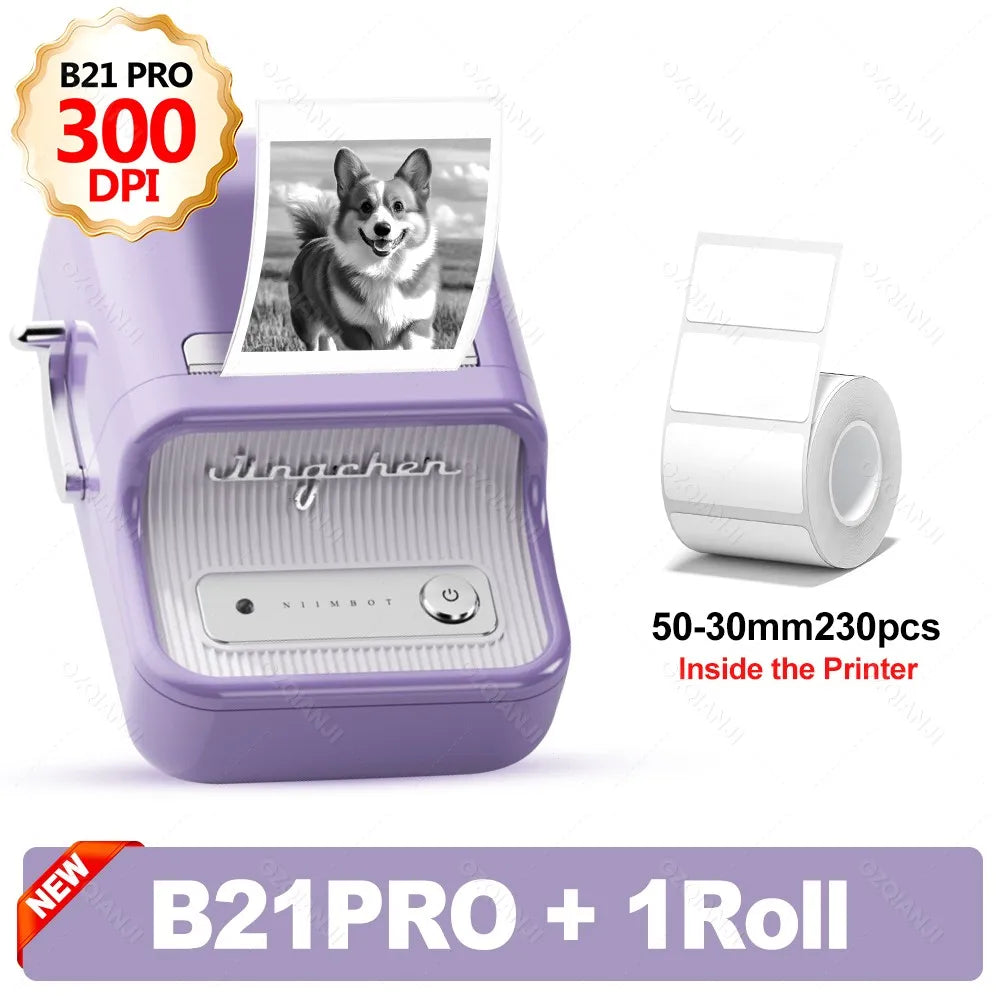 B21PRO 300dpi New NiiMbot B21 Mini Thermal Printer Wireless Barcode Label Maker Bluetooth Portable Adhesive for Office Home Use