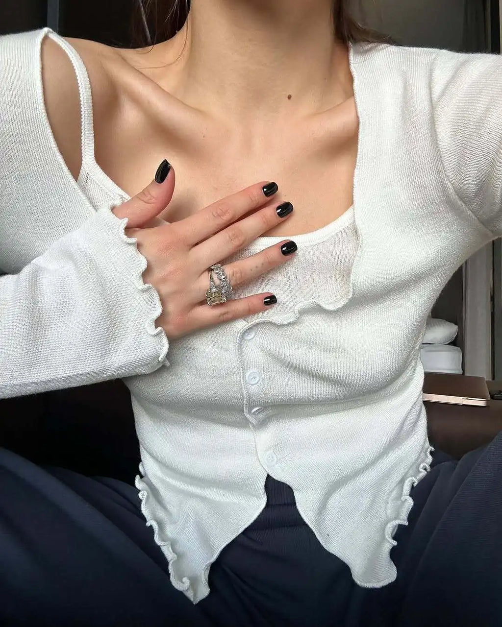 TARUXY Fashion Splice Knitted T shirt Cardigan Women's Slim Long Sleeve Single Breasted Sweater Top Female Casual Solid Outwear