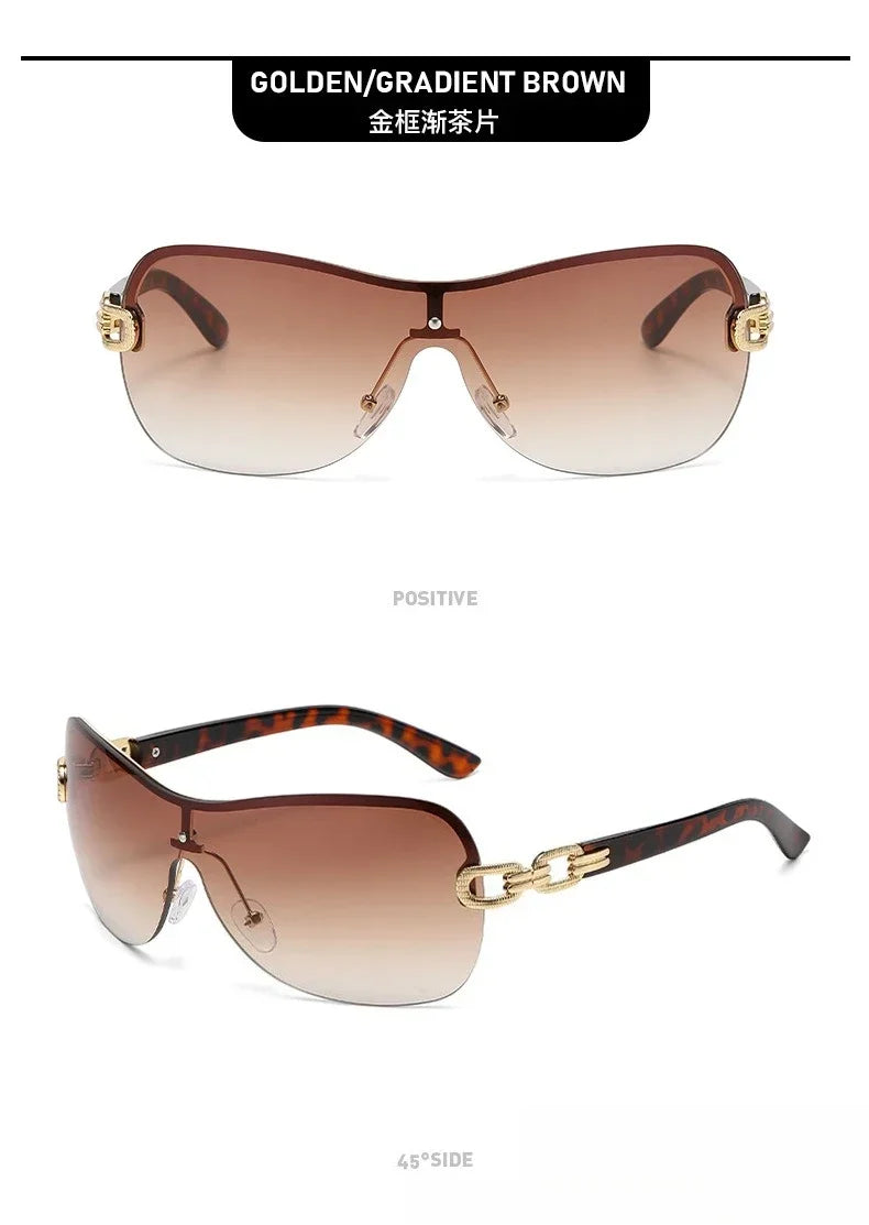 2025 New Fashionable Luxury Women's Sunglasses Retro Neutral Metal Frame Integrated Simple and Elegant UV400 Sunscreen Glasses