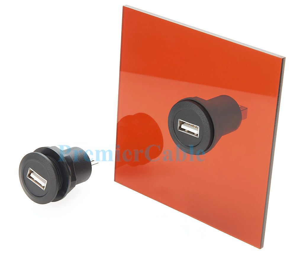 USB 2.0 A Female to Female Connector Round Flush Panel Mount 480Mbps USB Type A Bulkhead Feedthrough Adapter Socket Extender