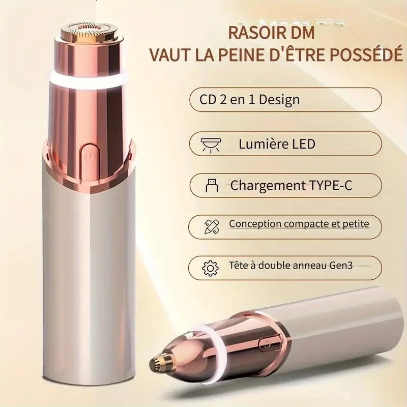 USB charging hair removal device, 2-in-1 facial and eyebrow trimmer, women's lipstick shaver, suitable for face, lips, and body