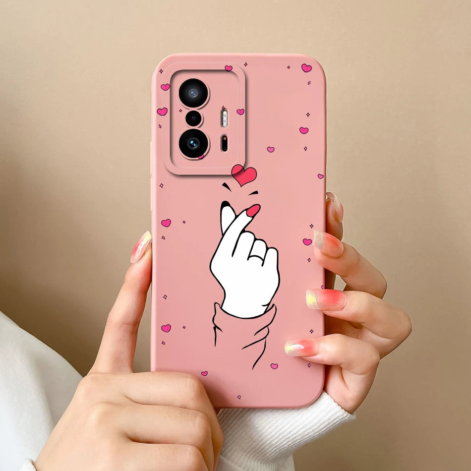 Love Heart Case For Xiaomi 11T Pro Back Cover Soft Liquid Silicone Full Protection Phone Covers For Xiaomi Mi 11t Pro 11 t Funda