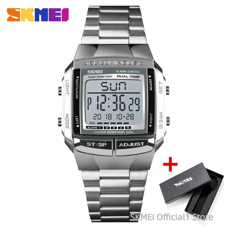 SKMEI 1381 Luxury Electronic Mens Wristwatches Waterproof LED Display Digital Watch for Men Military Sports 1328 Reloj Masculino