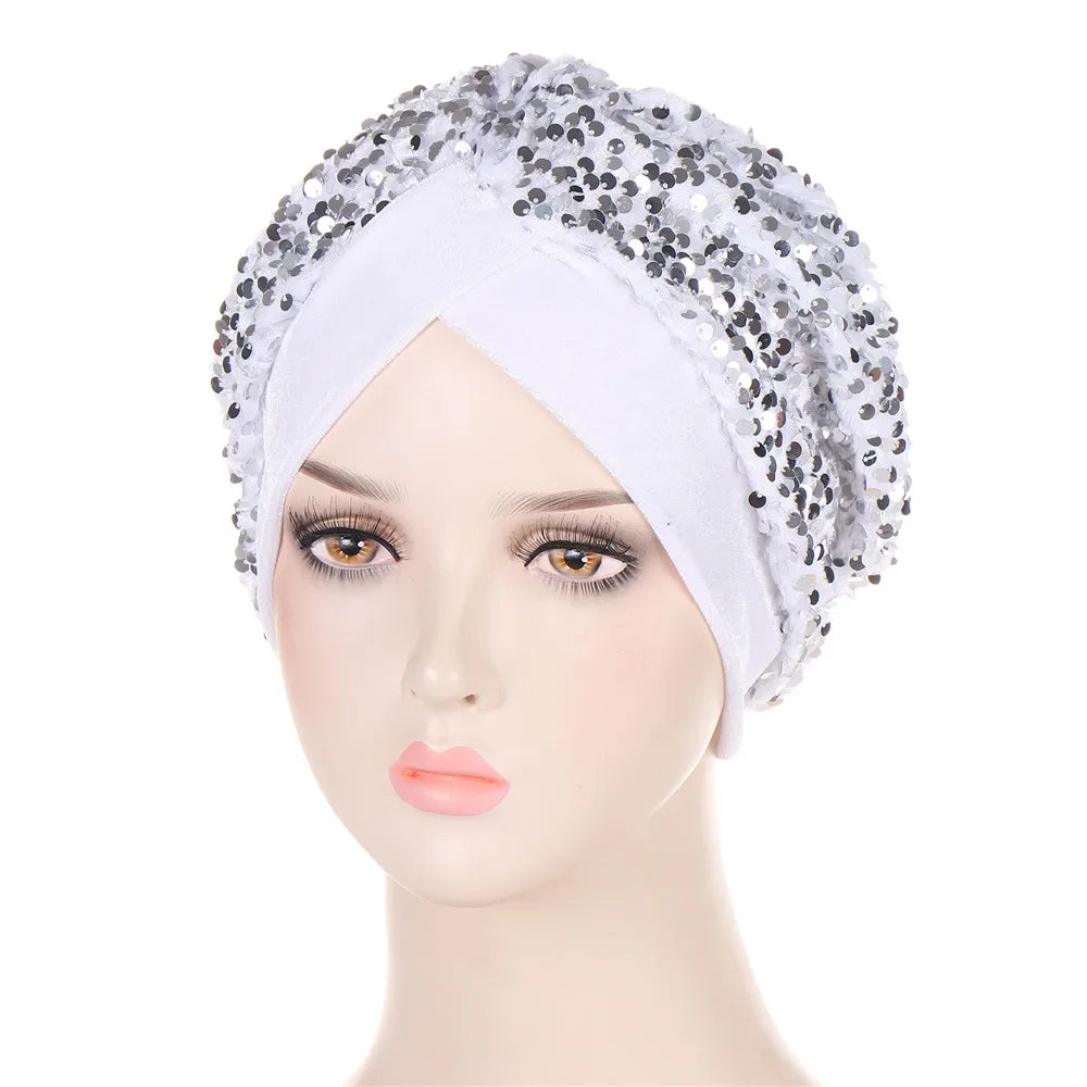 New Women Velvet Turban Hat Muslim Twist Solid Color Hijab Chemo Cap Head Wrap Headscarf Beanies Bonnet Headscarf Turbante Mujer