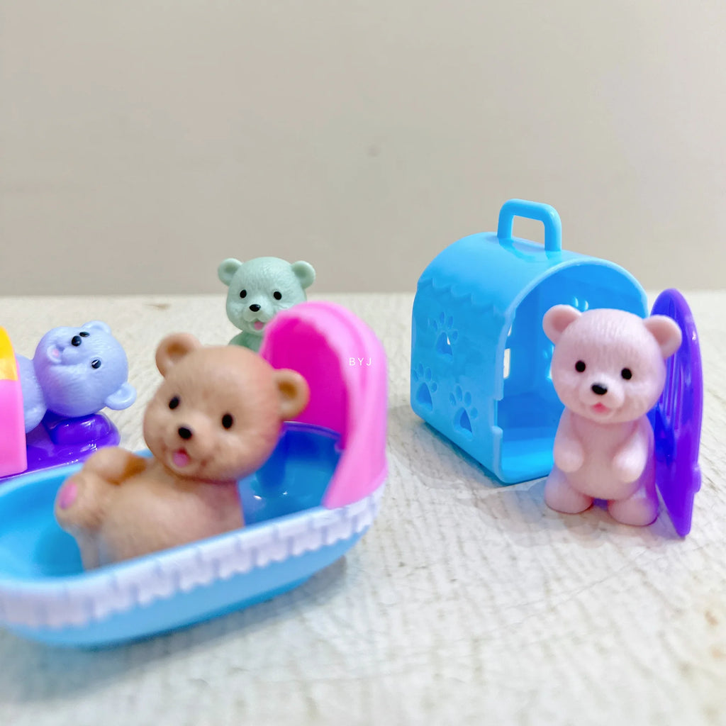 Children's Play House Toys with Teddy Bears Pet Bathrooms Scene Little Girls Family Pet Toys Gift for Kids