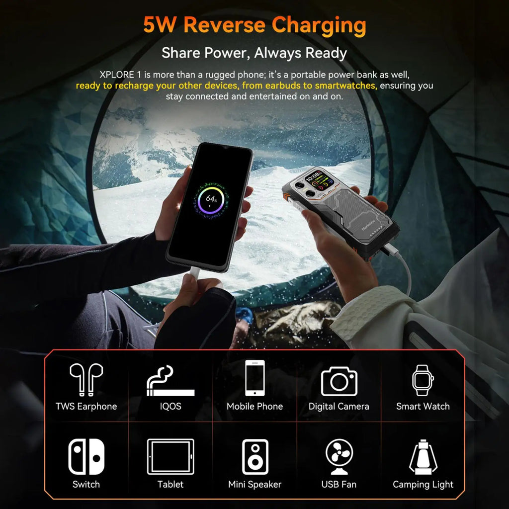 Blackview XPLORE 1 Rugged Phone 16GB+512GB 6.78'' 120Hz 2.4K Display 20MP Night vision Android 15 20000mAh 5G NFC Smartphone