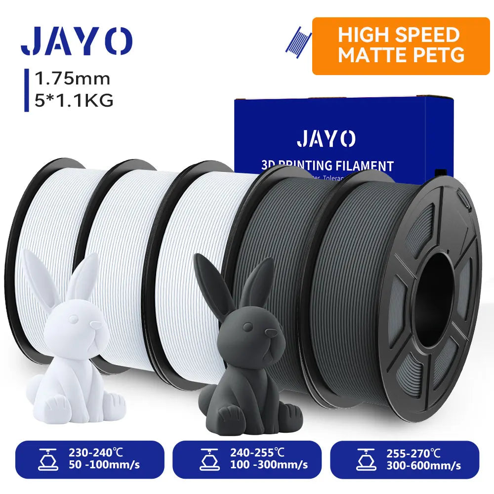 JAYO 5Rolls 3D High Speed Marble PLA/HS Matte PETG/HS PLA Filament 600mm/s High Speed 3D Printer Non-toxic Filament 1.1KG/roll