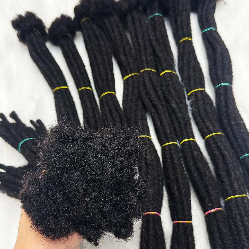 Human Hair Dreadlock Extension 0.6cm Width 4-20inch Real Human Hair Bulk Permanent Loc Extensions Wholesale for Men/Women