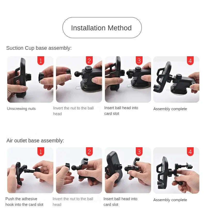 Multifunctional Car Phone Holder Navigation Frame Suction Cup Air Outlet Mount for Vehicle Dashboard Car Holder