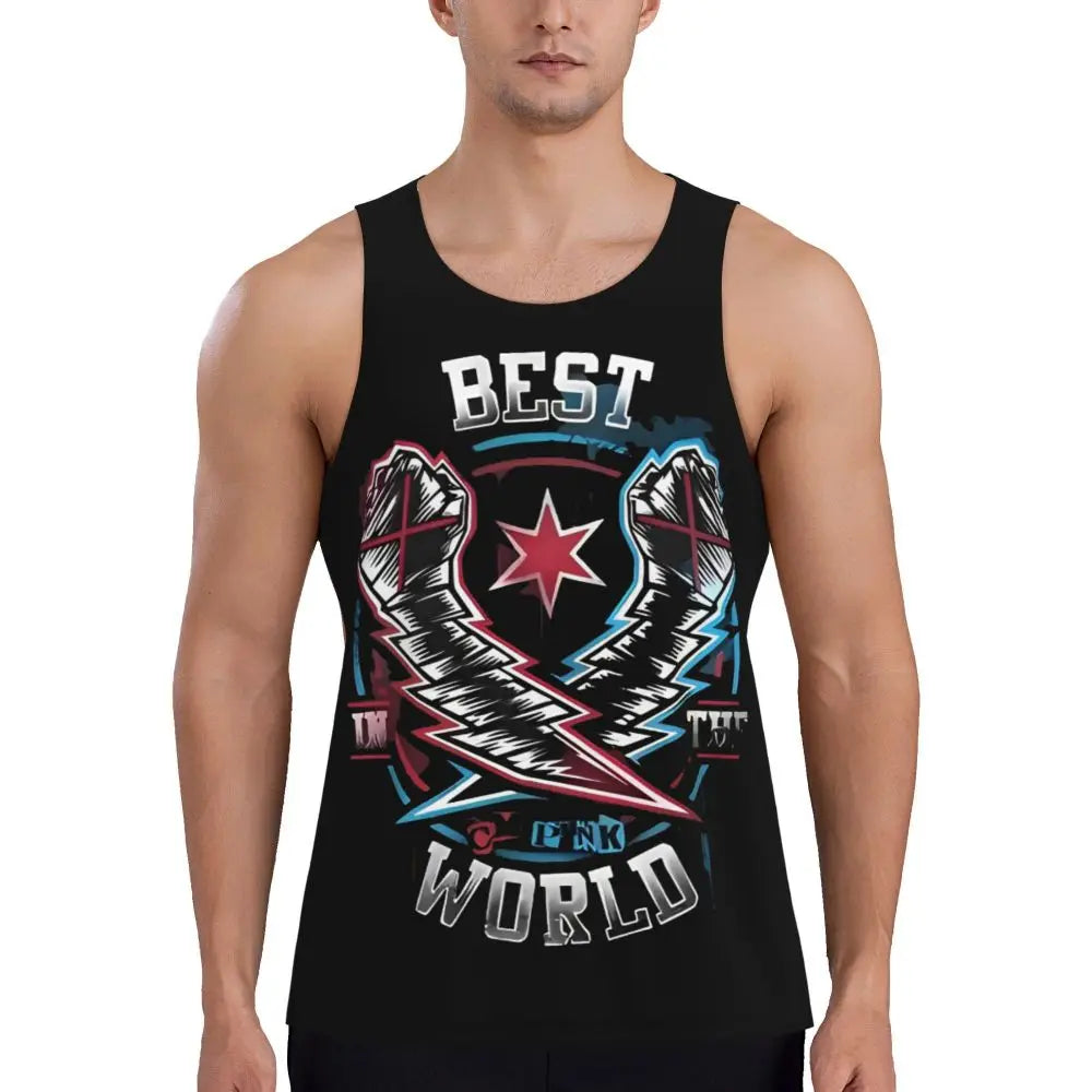 Graphic Wrestling CM Punk Best In The World Workout Tank Tops Sleeveless Shirt Bodybuilding Fitness Gym Compression Vest