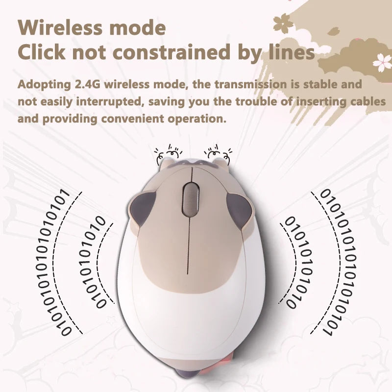 Cute Pet Kitten Design Cartoon Animal Mouse 2.4G Wireless Mute Ergonomic Optical Cat Mice Desktop Laptop Universal For Girl Gift