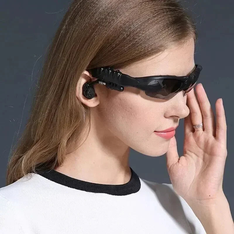 VIKEFON Glasses Headset Stereo Earphones Wireless Headset with Mic Glasses Sunglasses for Driving Cycling Sones Wireless Headset