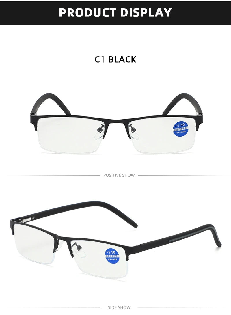 Brand Designer Reading Glasses Men Women Fashion Half Frame Presbyopic Glasses Vintage Business Diopter Eyeglasses +1.0 1.5 2.0