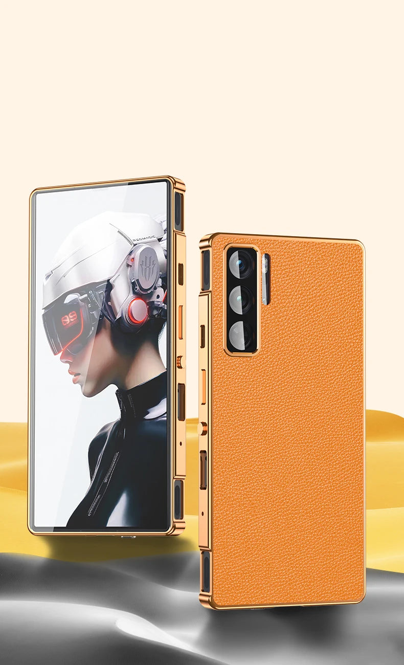 360°Full Protection Bumper Leather Phone Back Cover For ZTE Nubia Red Magic 9s 9 Pro Magic9 Pro+ Front Glass & Metal Frame Case