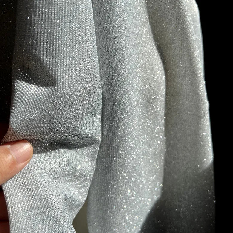 Colorful Blue Gradient Glitter Fabric Elastic Knitting By The Meter for Clothes Performance Dress Diy Sewing Designer Cloth Gold