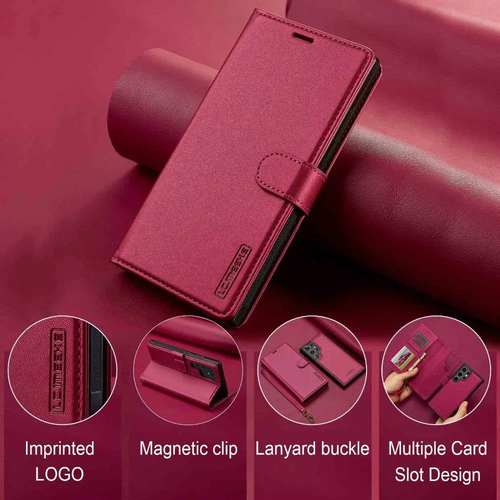 Detachable Wallet Case For Samsung Galaxy S25 Ultra S24 FE S23 + Plus Card Holder Kickstand Shockproof Wrist Strap Flip Cover