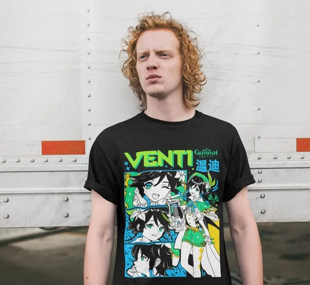 Genshin Impact Venti Dvalin T-shirt Anime Unisex Harajuku T-Shirt Tee ALL SIZES