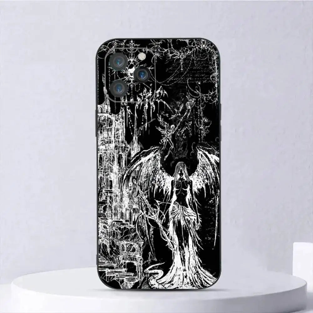 1pc Gothic Cyber Sigil Cross Phone Case Silicone Soft For IPhone 17 Air 16 15 14 13 12 11 Plus Pro Max Plus