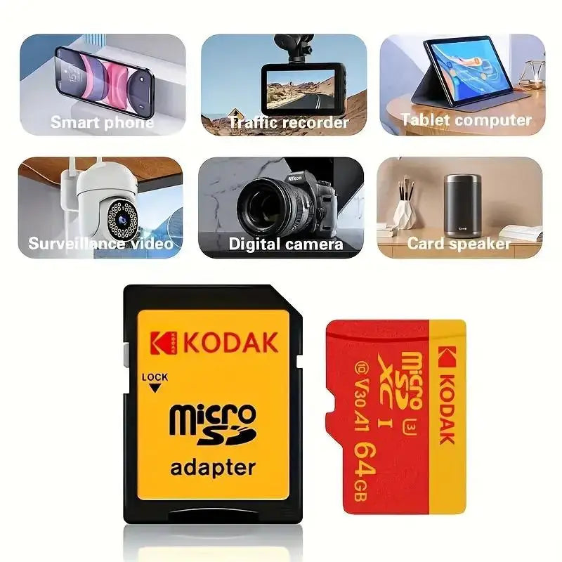 KODAK MicroSD Memory Card 256GB Recorder Storage High Speed 128GB monitoring SD Card 64GB 32GB TF Gaming Microsd Class10 U3 V30