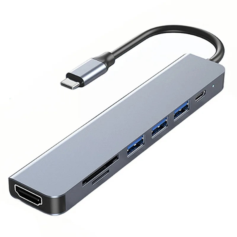 Type C 7 in 1 TypeC Hub PD87W 4K 30Hz HD Converter TF SD Card Reader USB3.0 HDMI for PC Laptop Tablt Otg