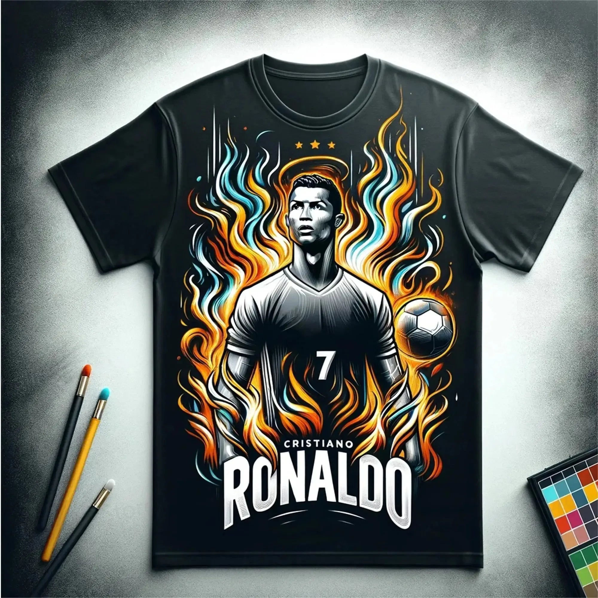 Summer men's T-shirt 3D printed Ronaldo boys' football training uniform, children's sports breathable top