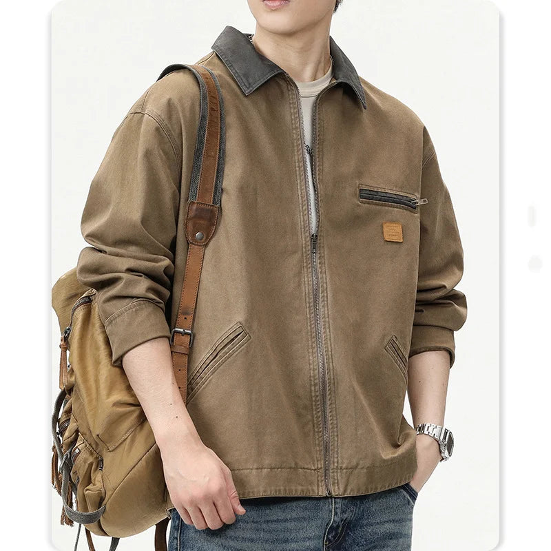Men's fashion brand wash to do old American vintage cargo jacket high-grade fashion coat