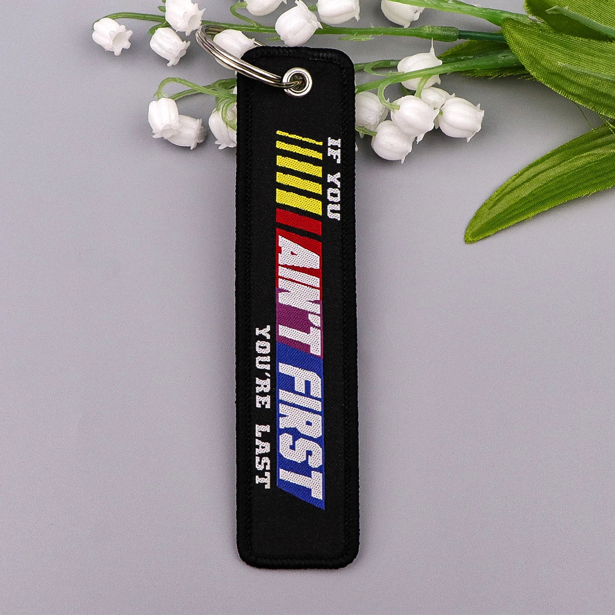 Music Is My Drug Embroidery Keyring Quotations Key Tag For Cars Backpack Keychain Black Fashion Accessories Gifts for Friends