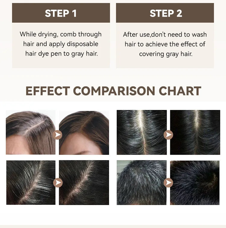 Black Brown Disposable Temporary Hair Dye Pen Lipstick Style White Hair Coverage Hair Coloring Dyeing Chalk Quick Hair Color Dye