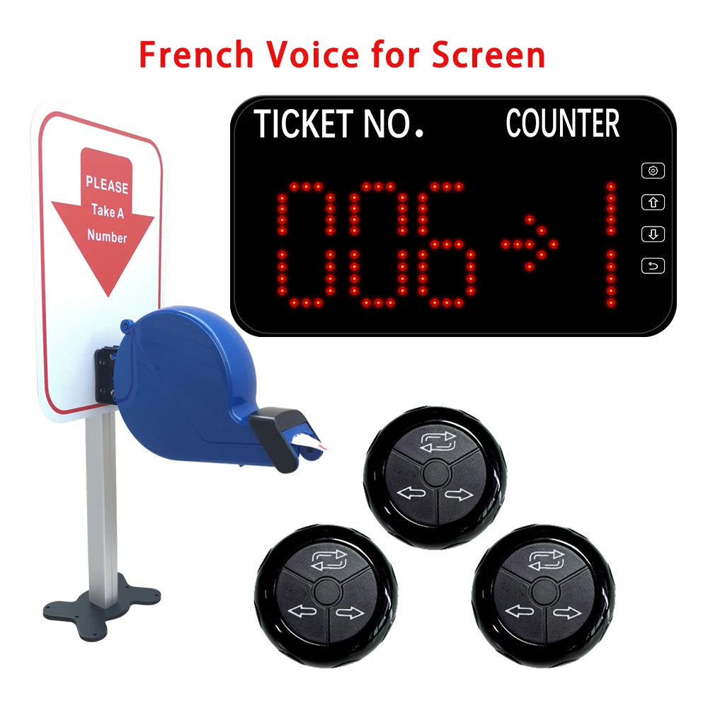 Queue Calling System with Next control button can add the number one by one Blue Ticket Dispenser with Paper Roll