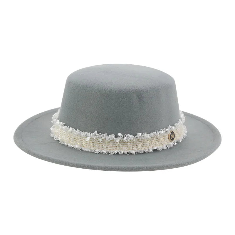 Hats for Women Fedoras Felted Hat Flat Dome Solid Band Luxury Elegant Fahsion Jazz Cap Women's Hat Women Hat Sombreros De Mujer