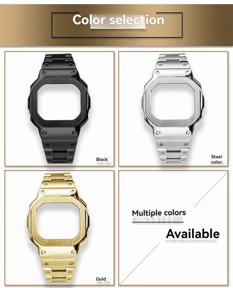 For Casio SHOCK Heart Rate Square DW-H5600 DW H5600 Stainless Steel Case Men's Stainless Steel Watch Strap Bezel Watchband Shell