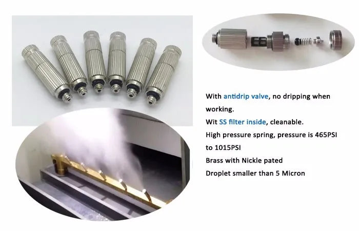 High Pressure Fog Machine Misting Pump Spray Kit with 10M Tubes + 1/4'' Quick Connection + High Pressure Mist Nozzle for Cooling