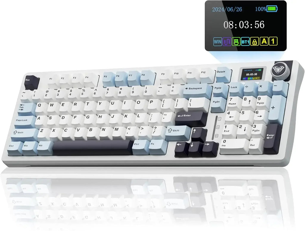 AULA S98pro Wireless Gaming Keyboard BT/USB-C/2.4G PBT Keycaps RGB Hot-swap Esports Mechanical Keyboard with Multi-function Knob