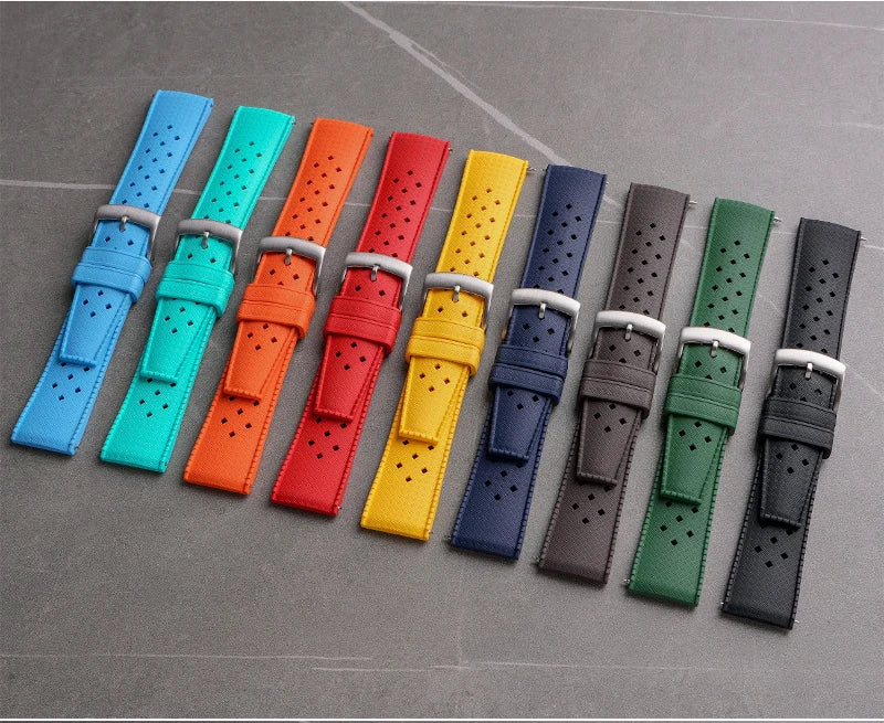 Tropical Fluoro Rubber Watch Strap 20mm 22mm Quick Release Sport Waterproof FKM Men Women Replace Band for Seiko for Citizen
