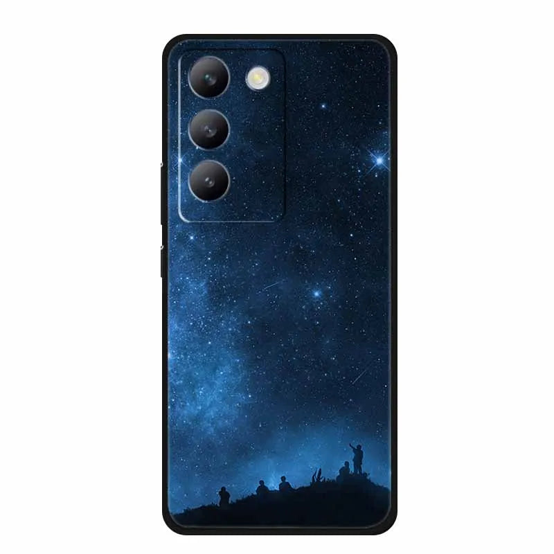 For vivo V40 SE Case Luxury TPU Soft Silicone Phone Back Cover for vivo V40 SE 5G Protective Shockproof Flowers Girl Cute Coque