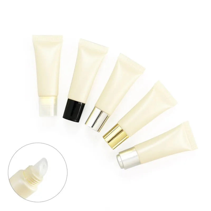 Wholesale New 10/15ml Cosmetic Soft Tubes Pearly Beige Lipstick Bottle Eye Cream Sample Tube Eye Massage Bottle Roll on Bottle