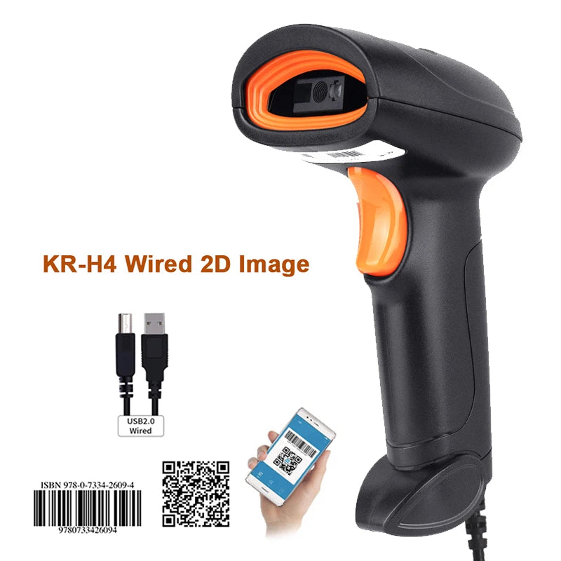 KEFAR Wireless Barcode Scanner Wired Handheld Barcode Reader Bluetooth QR PDF417 DM Codes Reader for Smartphone Screan Reader
