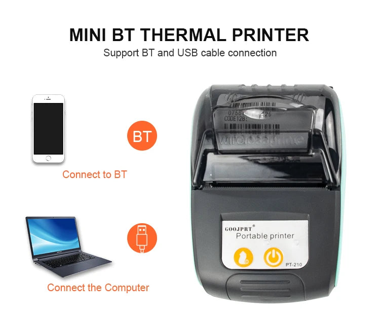 Mini Portable Thermal Printer Bluetooth For Phone Portable Printer Machine For Small Business 58mm Wireless Receipt Impresora