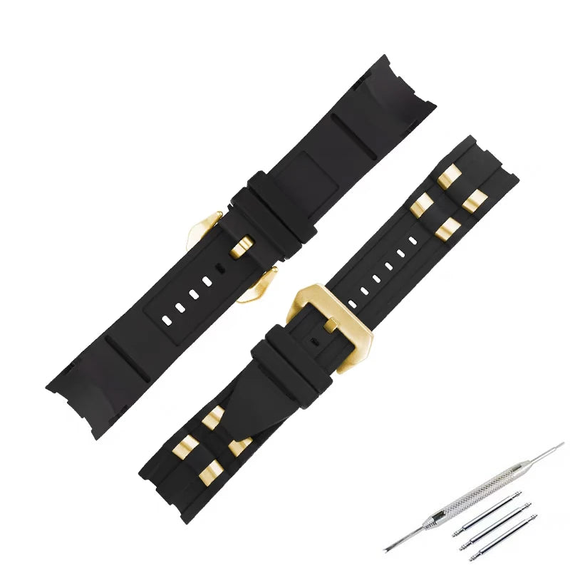 26mm rubber Watch strap accessories compatible for Invicta Russian Professional Divers silicone metal pellet wristband bracelet