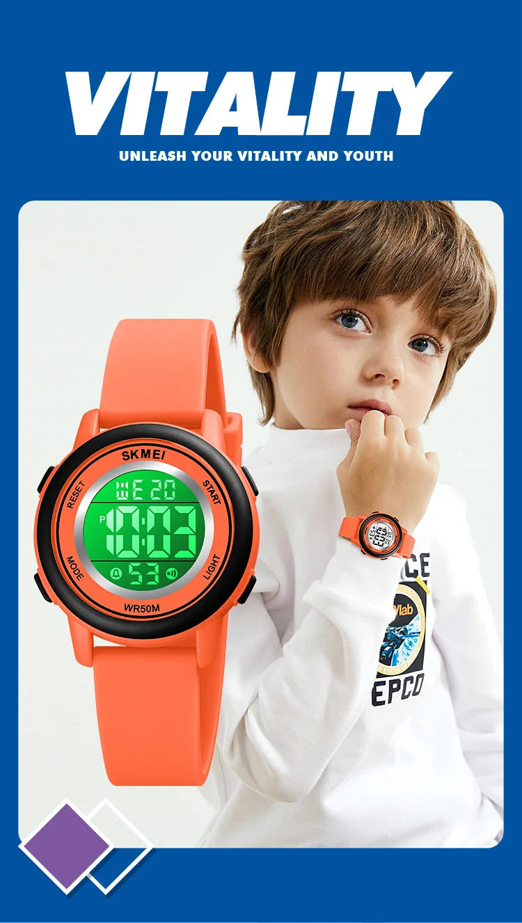 SKMEI 1721 Children Digital Color Shockproof Wristwatch for Boy Girl Sport Waterproof Colorful Kids Electronic Watch Clock 1266